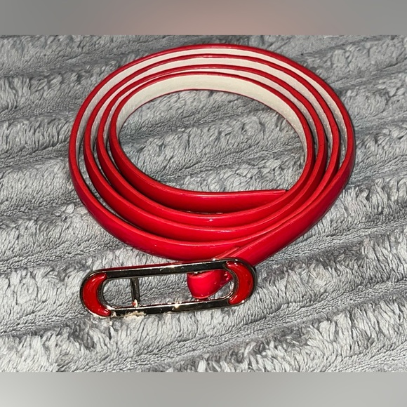 80s Vintage Skinny Red Patent Leather Belt 47” Length - Picture 2 of 7